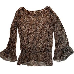 Karl Lagerfeld snake print sheer TUNIC w/beading embellishments  Size Large